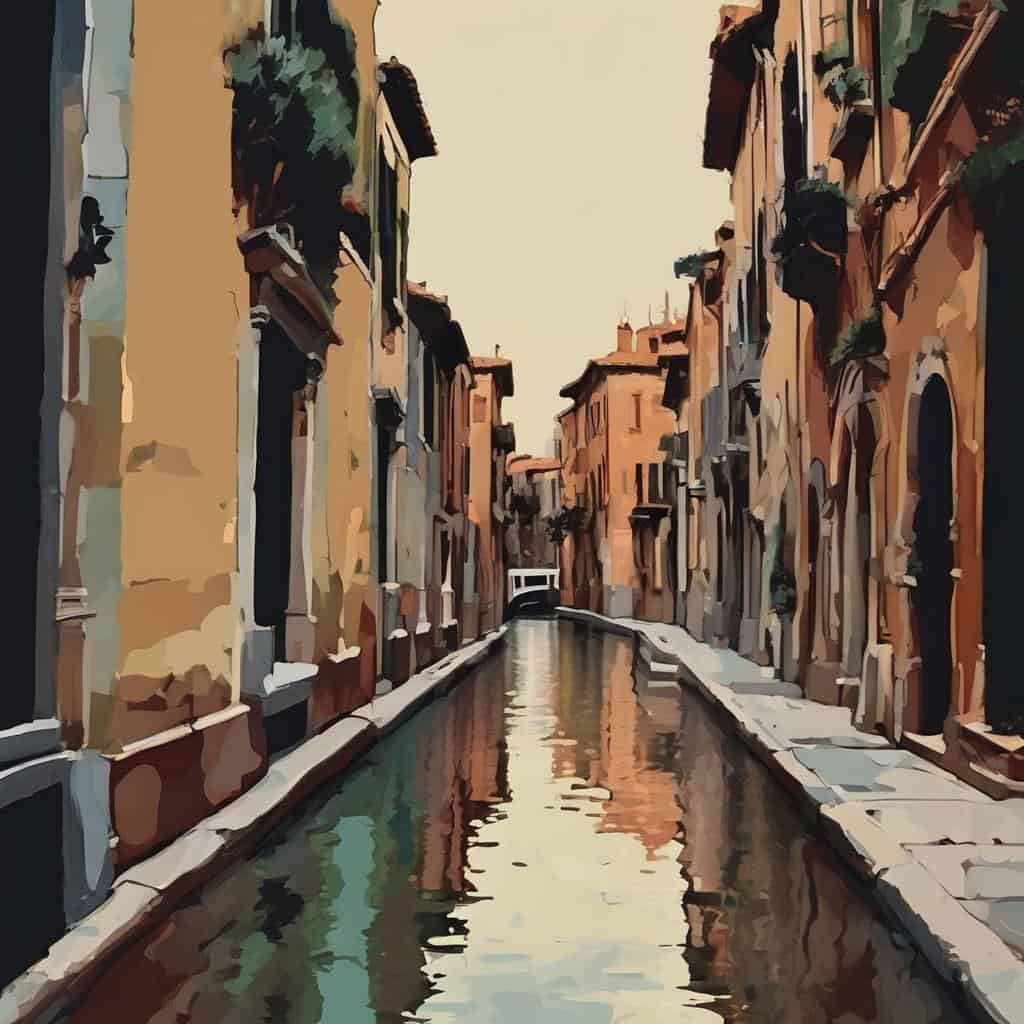 Παλιά ιστορική γαλλική πόλη με κανάλι και κτίρια, τέχνη και πολιτισμός, εμπνευσμένο από έργα καλλιτεχνών που άλλαξαν την τέχνη.