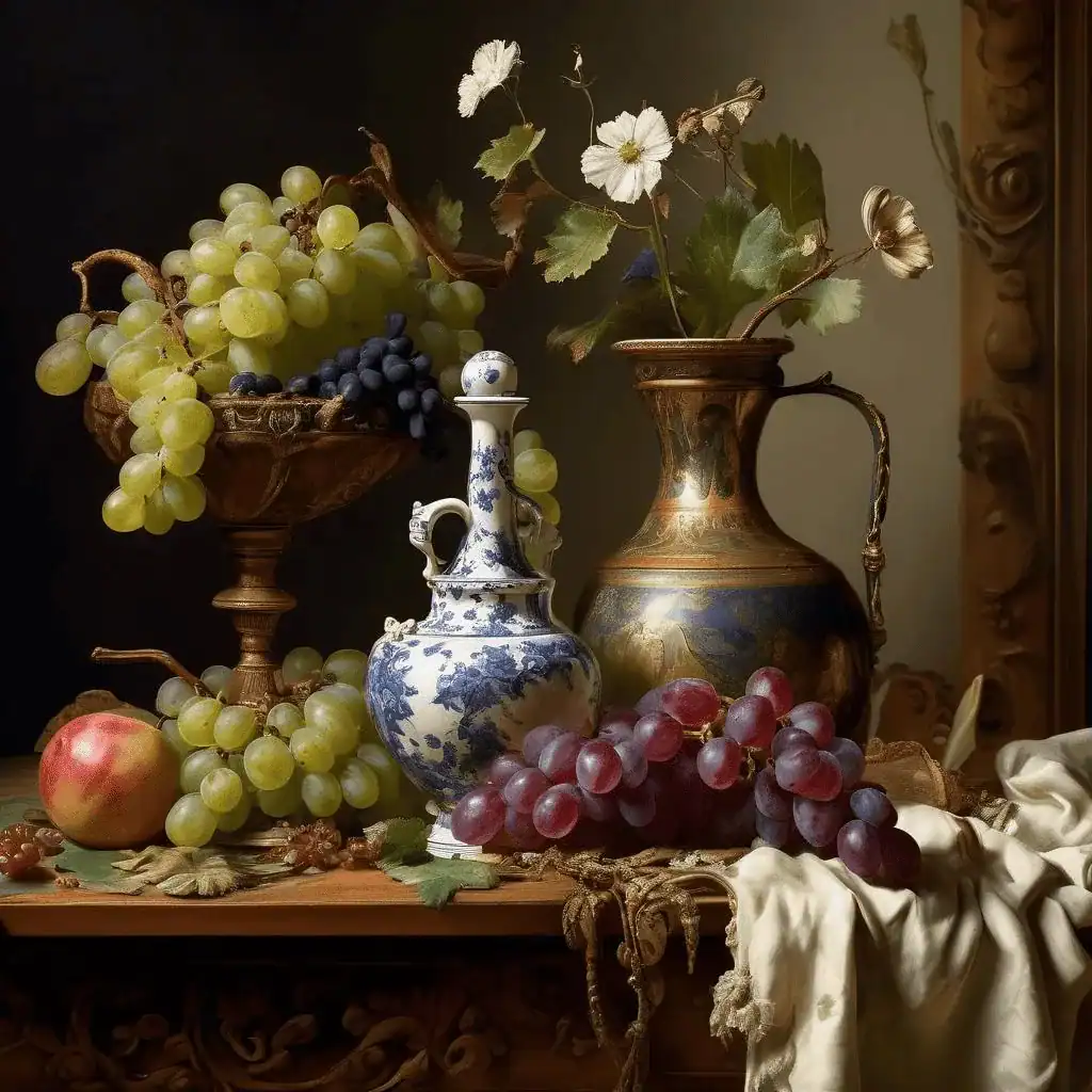 Still Life With Grapes and Carafe – Corneliu Michailescu